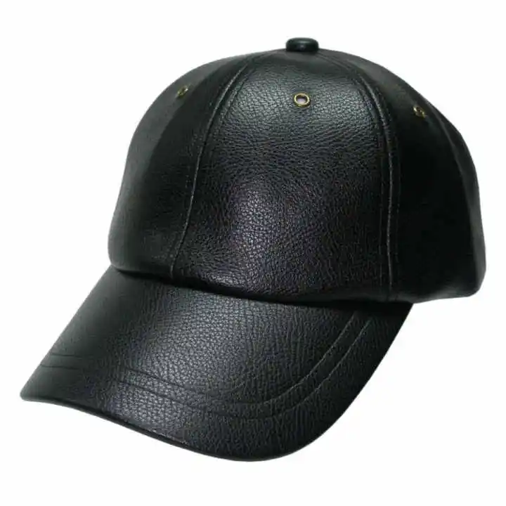 Customized Logo Men Black Leather Badge Flat-Top-Caps Hats Flat-Top Low MOQ Baseball-Cap