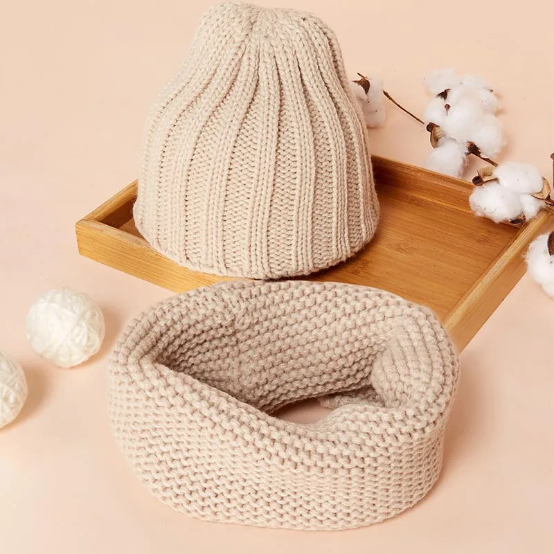 So Soft Beanies Hats and Infinities Scarf Set Baby and Kids Knitted Solid Color