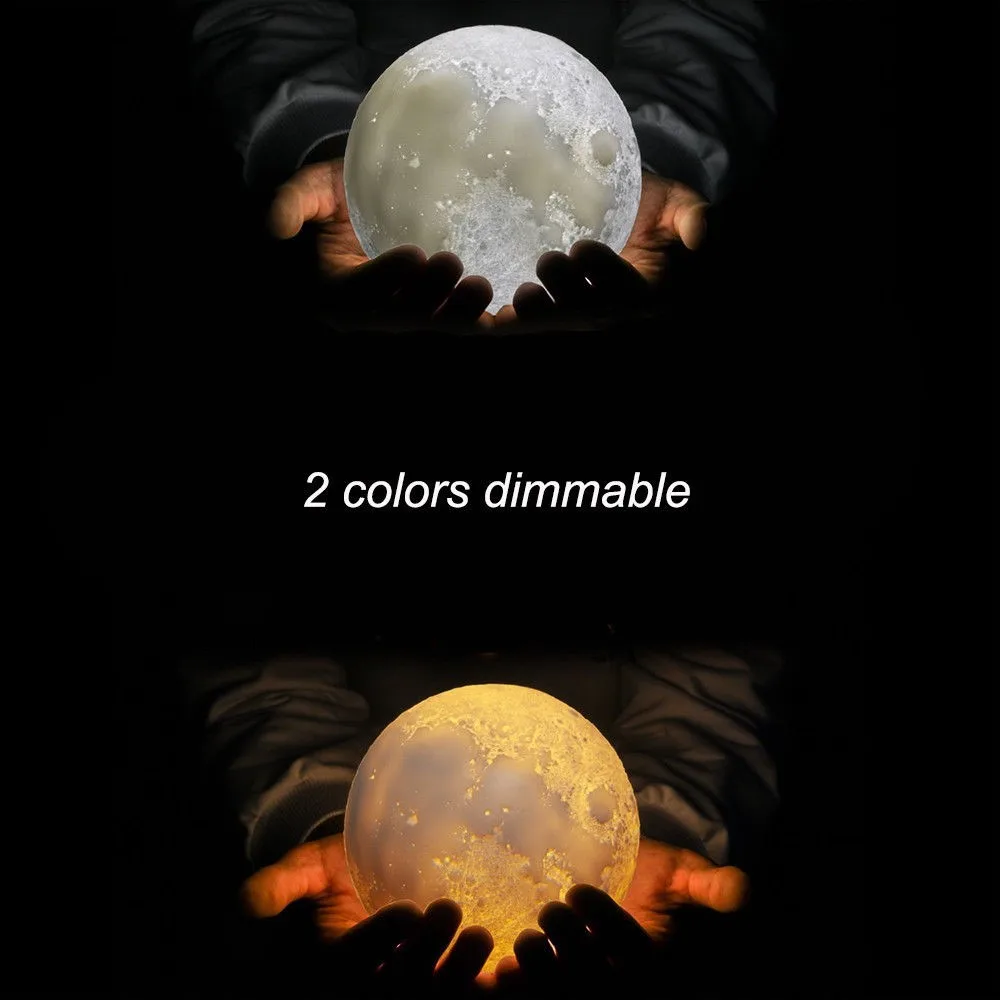 Dimmable with Tap Control USB 16 colors mini full 3d print led moon shaped night light lamp led 3d moon lamp
