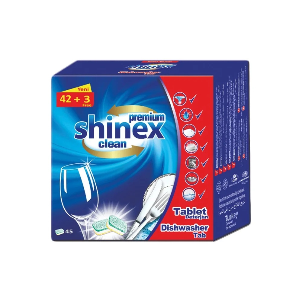 SHINEX Dishwasher Detergent Tablets 45 tabs Caton Box made in tukrey
