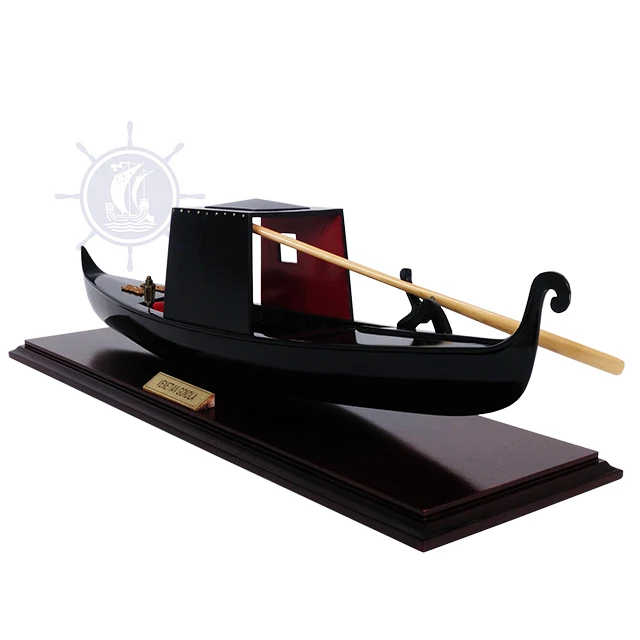 Wooden crafts VENETIAN GONDOLA BLACK PAINTED  speed boat nautical decor model for home decoration