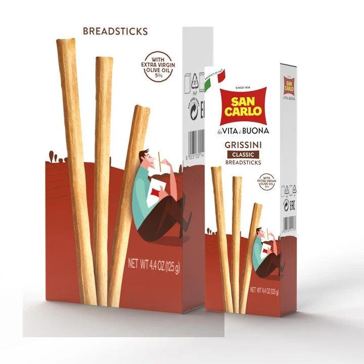 Artisanal Italian breadsticks grissini classic extra virgin olive oil gr 125