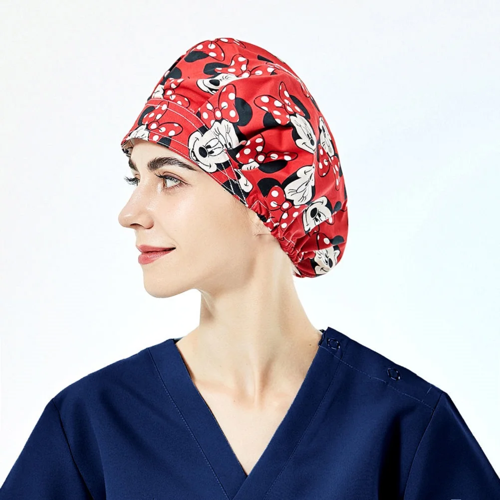 Hospital Medical Uniform Printed Surgical Scrub Cap OEM Factory Surgical Cap For Long Hair Large 100% Cotton Cap For Nurse