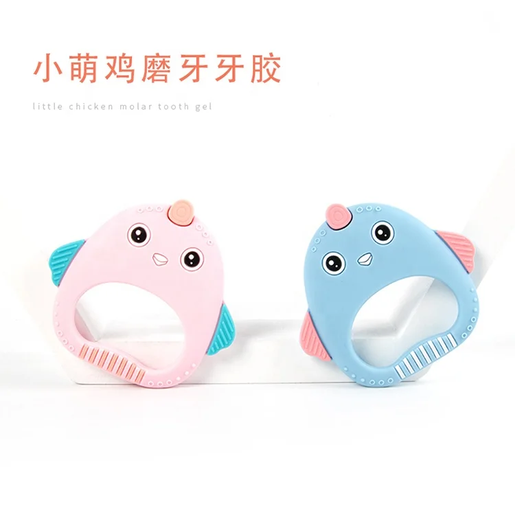 AppleBear Funny Baby Rubber Animal Cute Chicken Toy Silicone Teething Teether