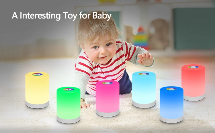 LED Nursery Night Lights for Kids USB Rechargeable smart touch colorful light Lamps  baby night light desk lamp for home