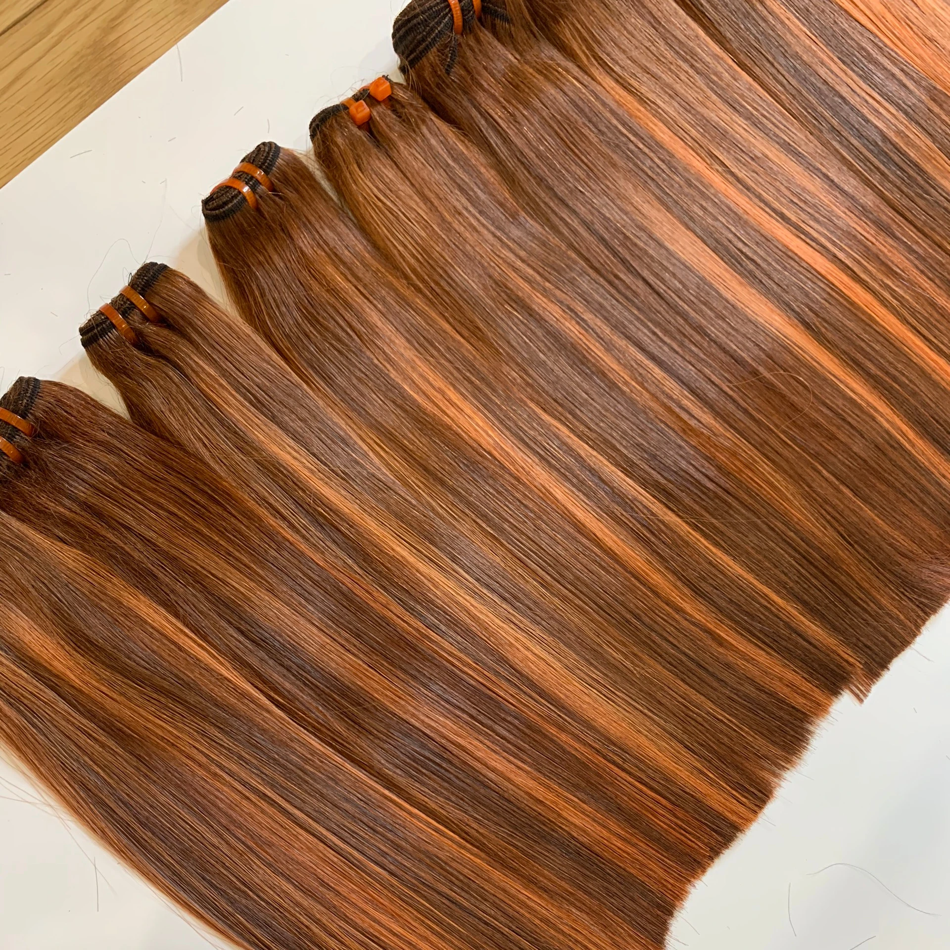 
Double bone straight highlight Orange best quality bone straight 100% humnan hair no tanged no nit From factory in Vietnam 