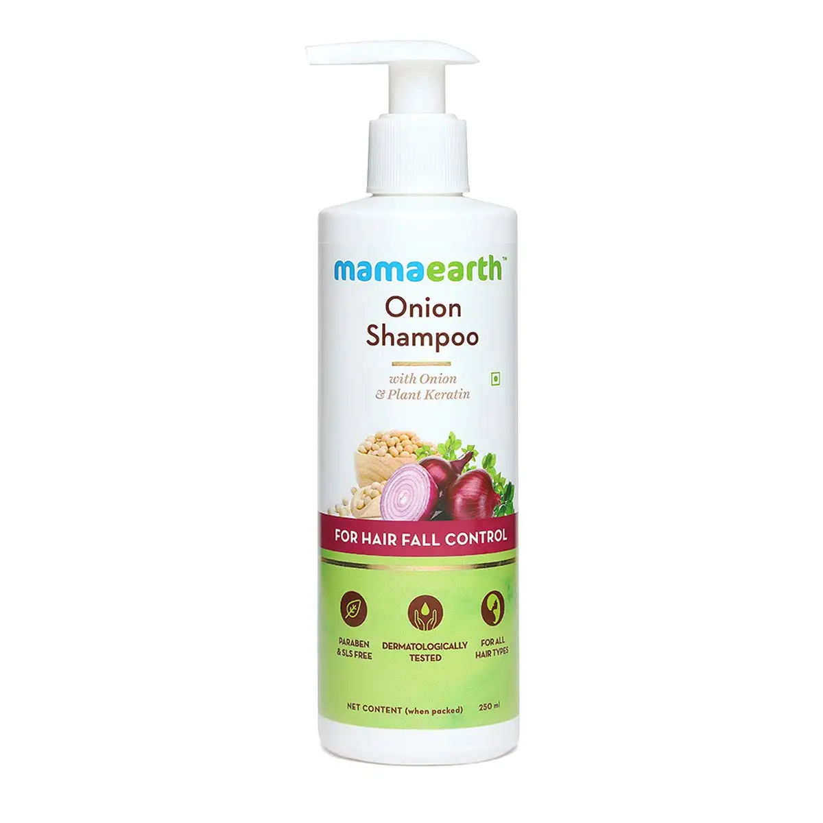 Mamaearth Onion Hair Fall Shampoo for Hair Growth & Hair Fall Control with Onion Oil & Plant Keratin 250ml