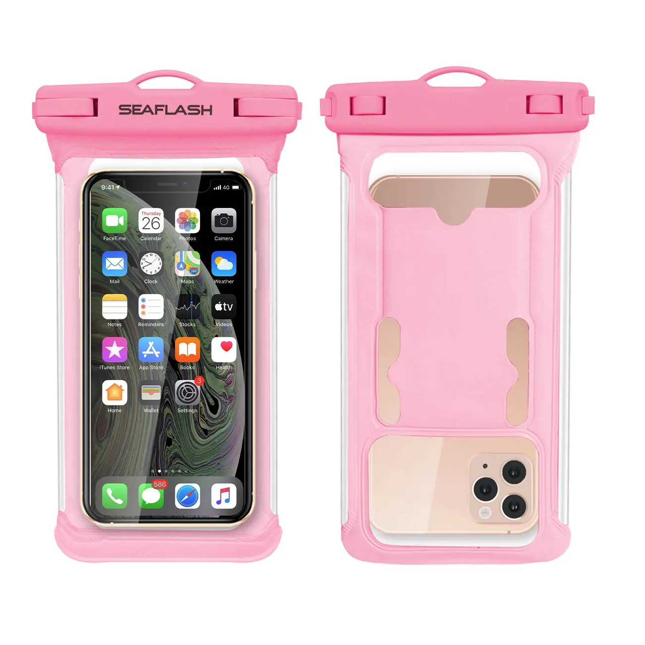 Snap Button Custom logo swimming floating mobile phone accessories transparent waterproof cellphone case bag