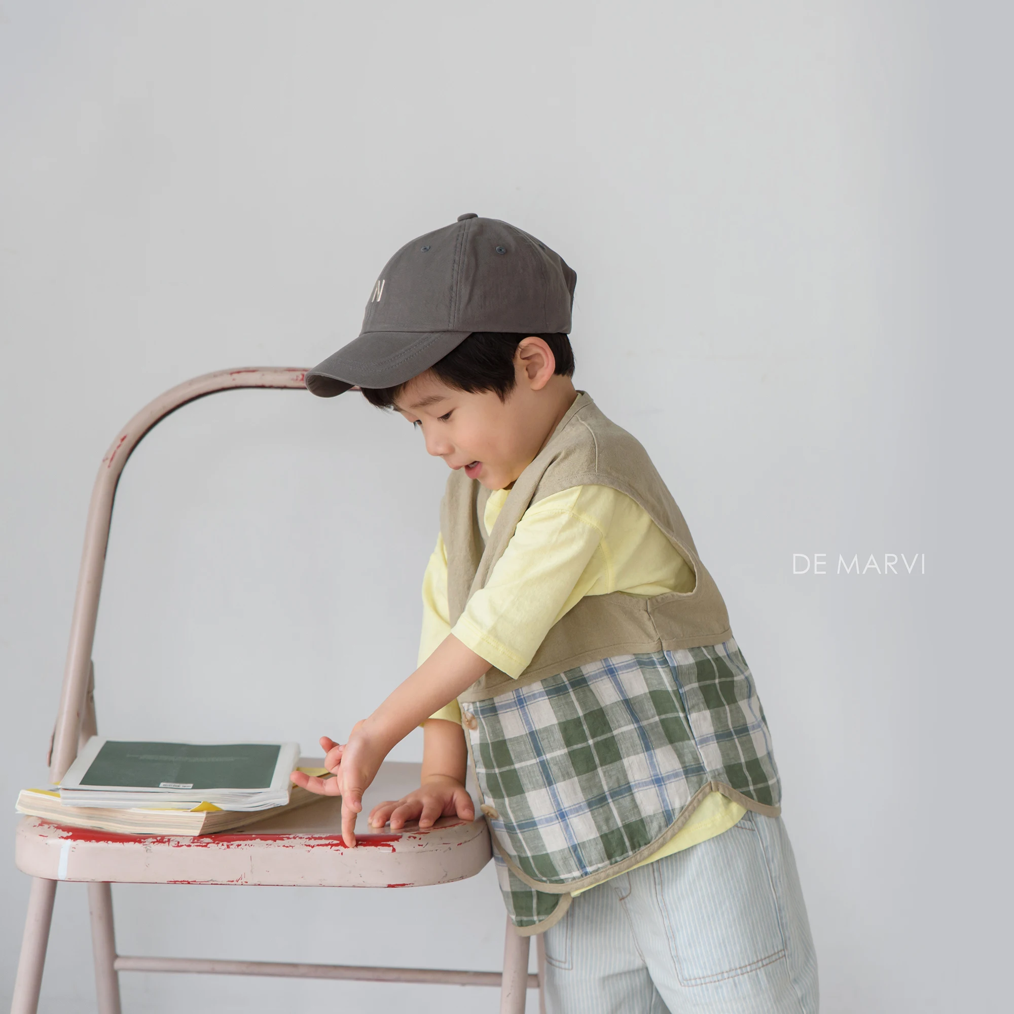 DE MARVI Toddler Kids Linen Cotton Checked Vest Boys Summer Fashion Clothes Korean Manufacturer MADE IN KOREA