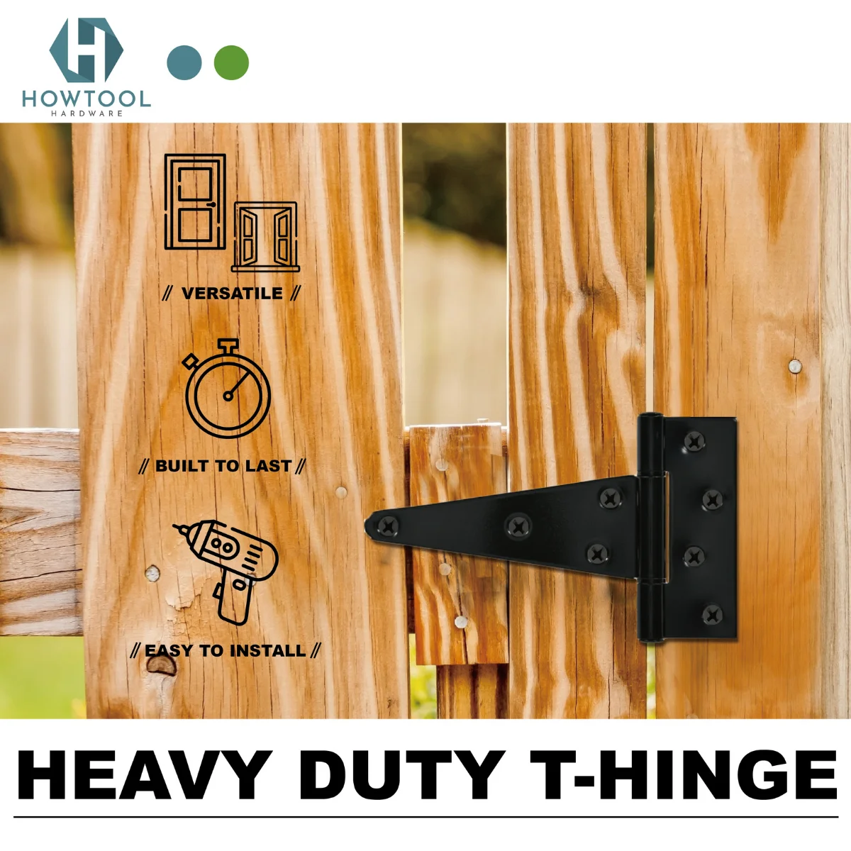 T-Strap Shed Hinge Heavy Duty Gate Strap Hinge Tee Barn Shed Gate Hinges 8 Inch Galvanized Rustic Hardware Iron Rustproof