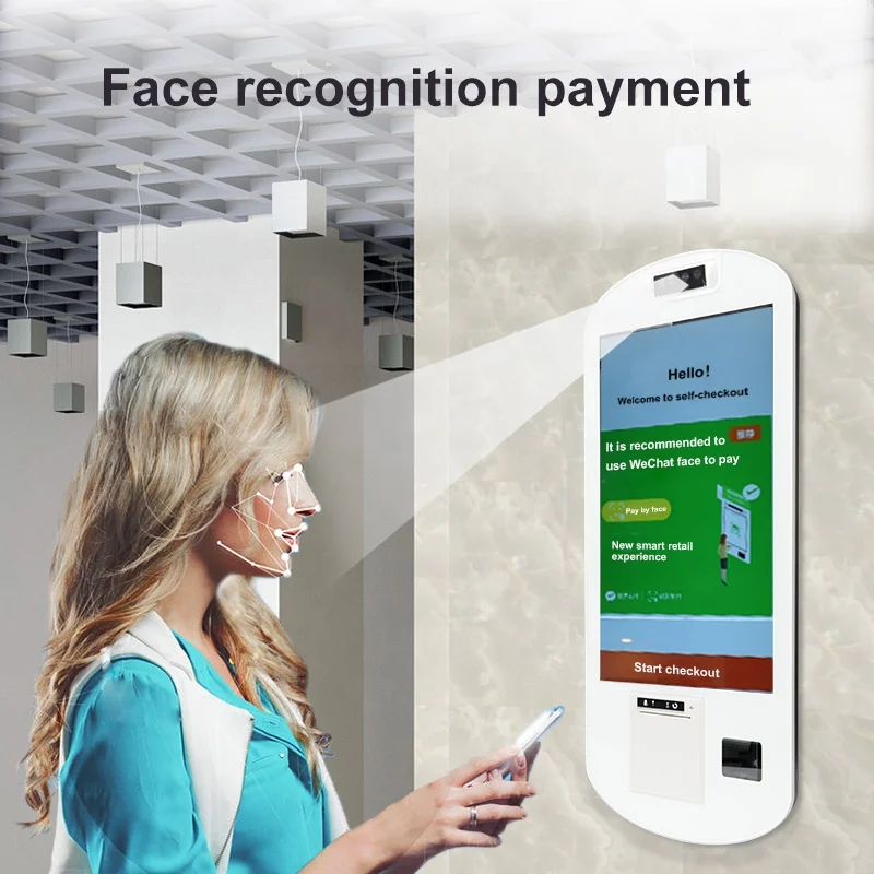 
Free Sample 21.5 Inch Touch Screen Self Order Kiosk Self Service Payment Checkout Kiosk Machine for Supermarket Restaruant 