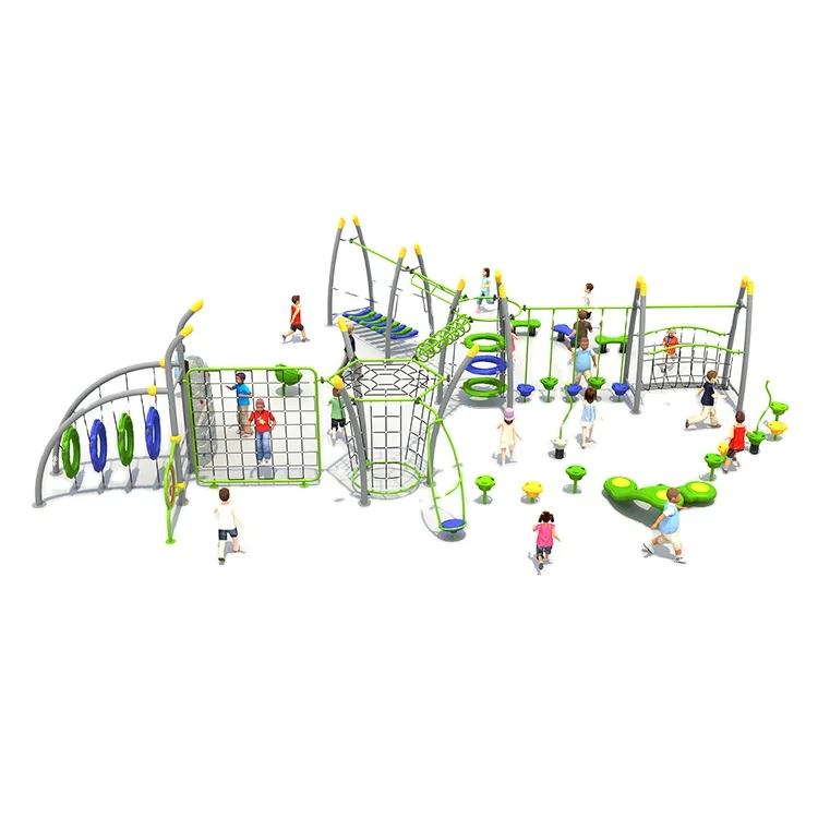 Adventure Outdoor Playground Rope Ninja Warrior Obstacle Course Fitness Equipment  For Kids