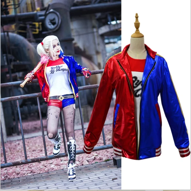 halloween party Harley Quinn joker Suicide Squad children cosplay clothes clothing costume jacket coat for kids and adult