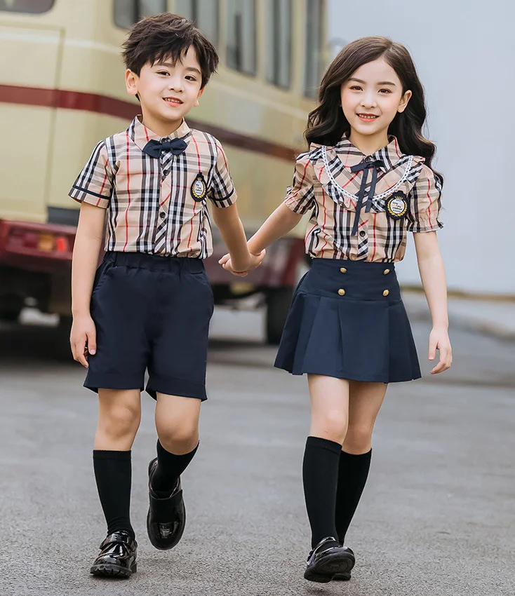 Высококачественный летний Школьный костюм из двух предметов для девочек и мальчиков школьная форма детская одежда сделано во Вьетнаме