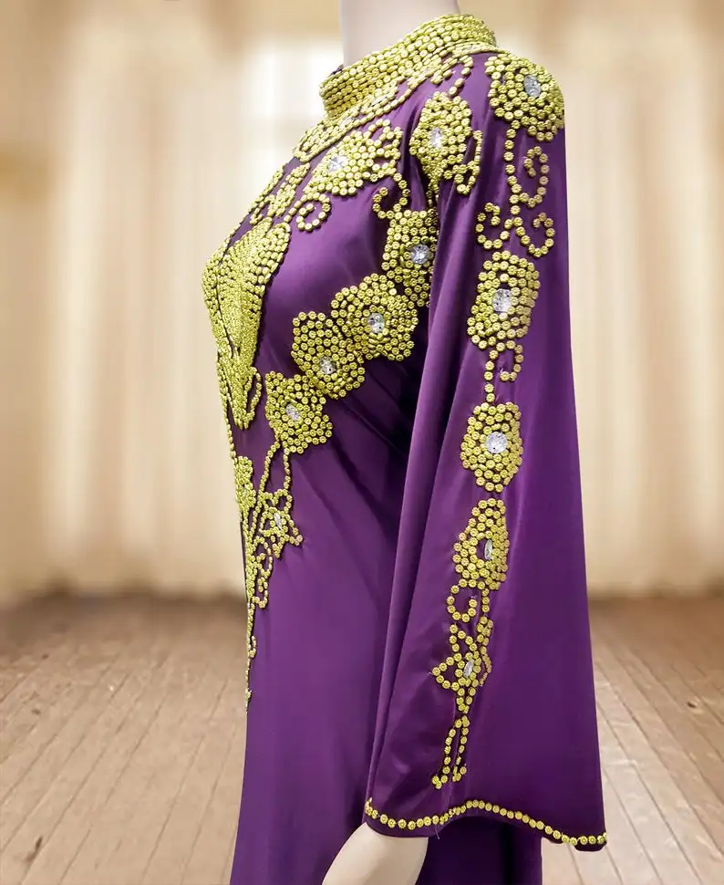 
Beading Caftan Moroccan Kaftan Front Open Abaya 
