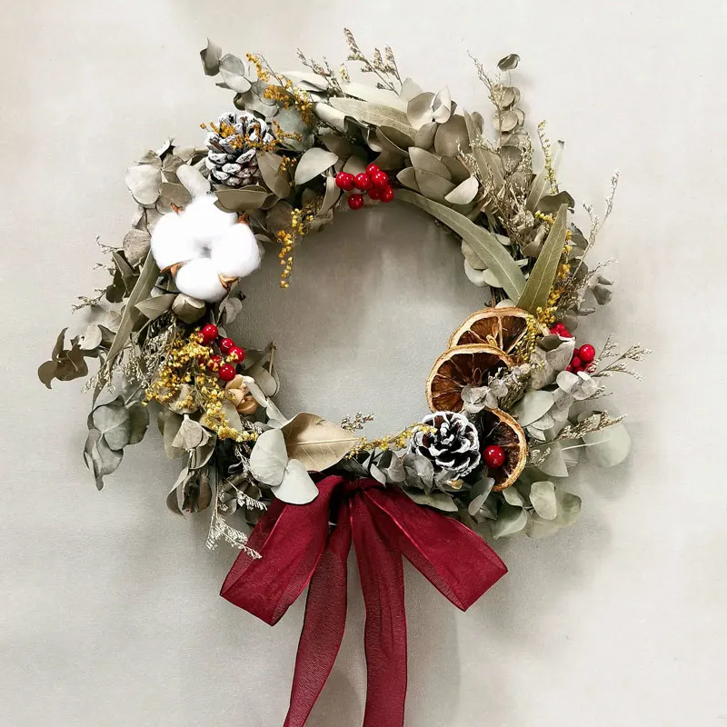 Высококачественные круглые сушеные цветы по индивидуальному заказу модный роскошный Рождественский декоративный венок