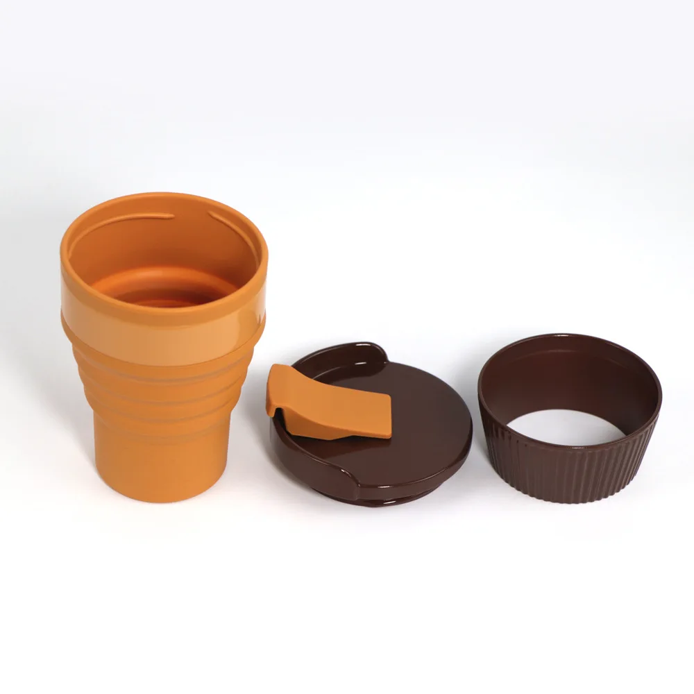 Reusable coffee color travel silicone collapsible drinking coffee cup