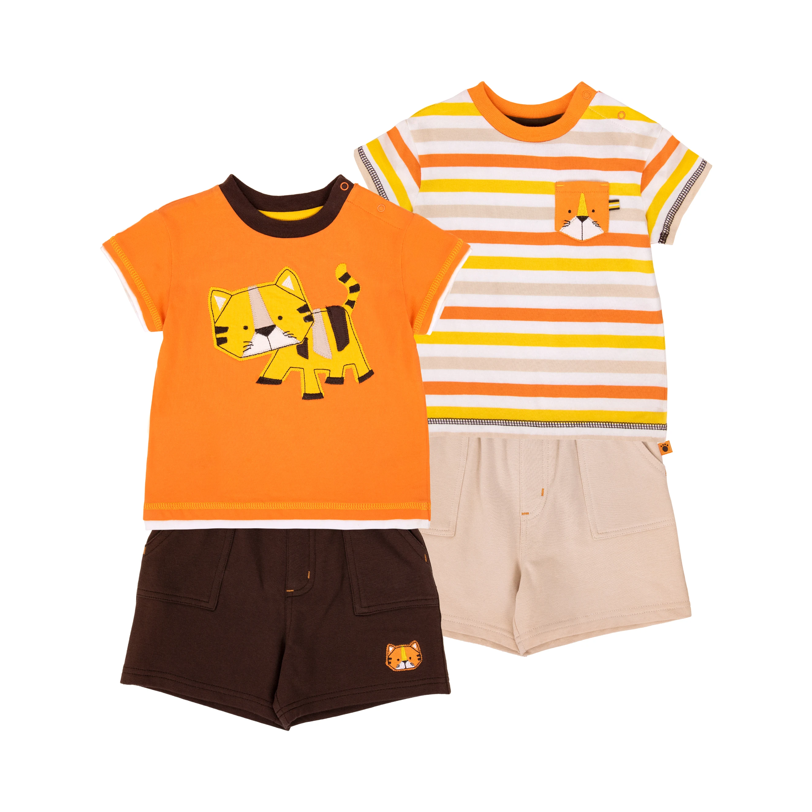 2020 Designer Baby Boy Clothes Set Toddler Summer Animal Tiger Pants Cartoon Orange Brown Beige Tshirt Cotton Print Navy OEM