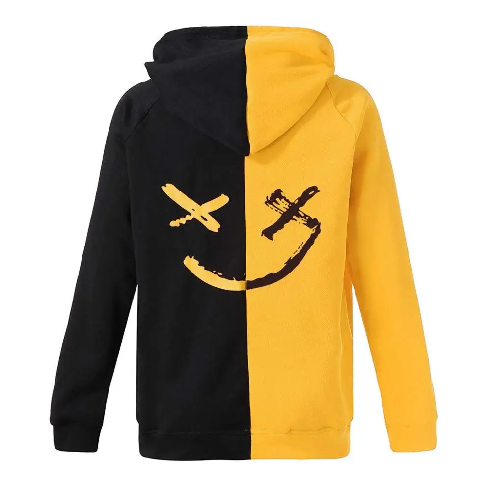 Fashion Print Hoodie Sweatshirt Men Unisex Teens Smiling Face Color Block Jacket Pullover Sweaters By Tallians
