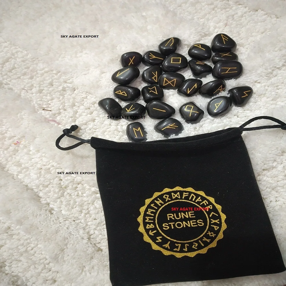 
Черный Агат старый FUTHARK руны наборы с бархатным мешком купить из неба Агат экспорт 