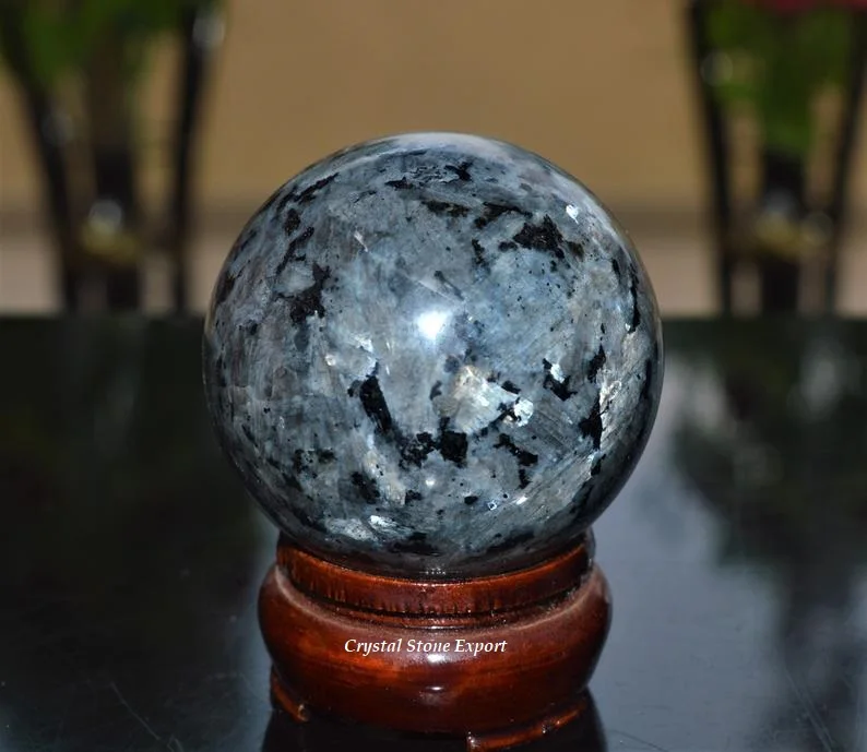 Natural Polished Larvakite Full Flashy Crystal Spheres Agate Sphere For Healing and Decoration