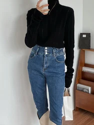 100% Pure Cashmere Sweater Custom Printed High Neck Cashmere Tops Ladies Female Women Pullover 100% Wool Cashmere Sweater
