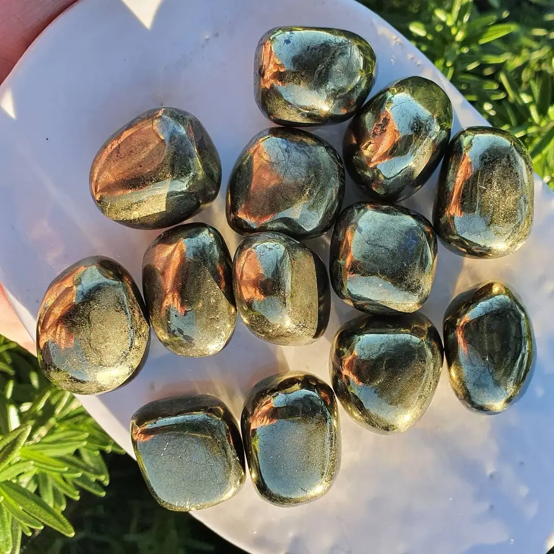 best selling crystal Wholesale natural pyrite tumbled stone for reiki healing mixed crystal tumbled stone for meditation