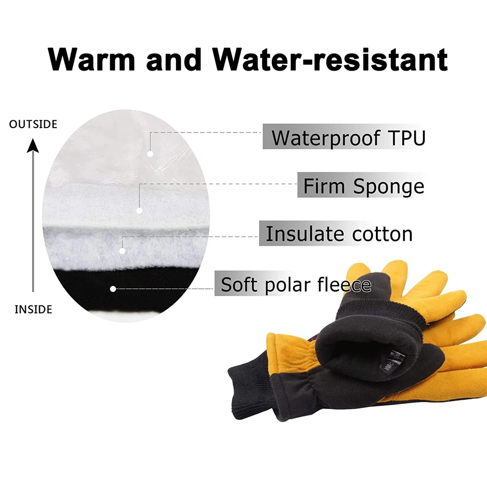 Профессиональные зимние перчатки холодностойкие замшевые кожаные изолированные водостойкие ветрозащитные