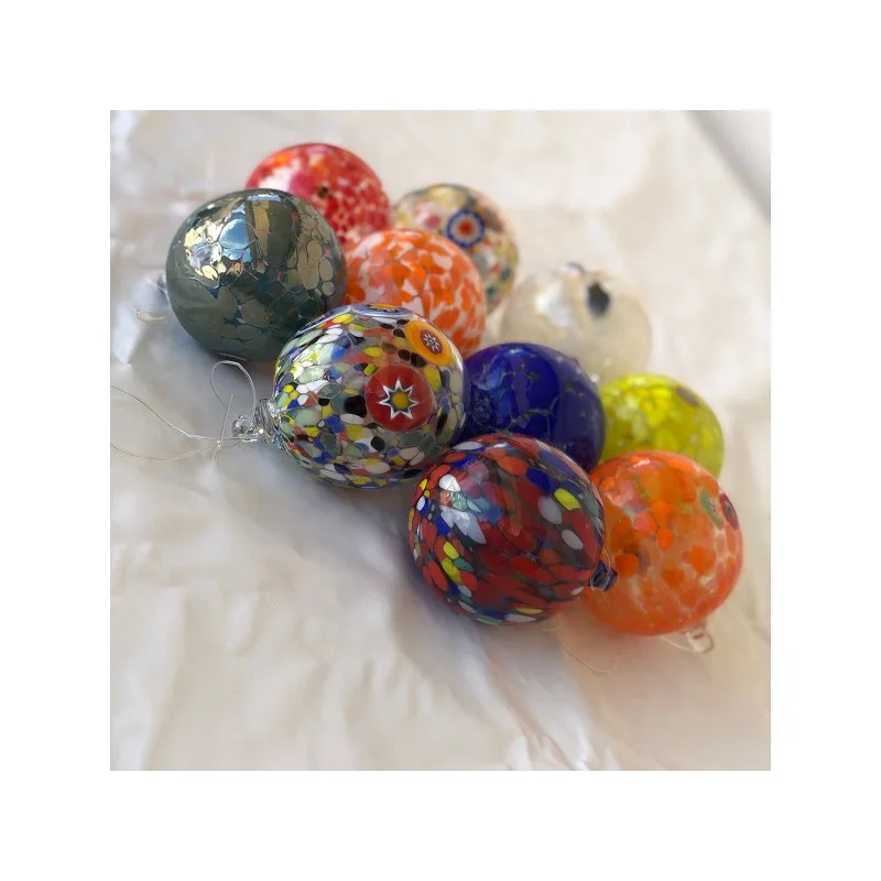Made in Italy Top Quality Murano Glass  Handicrafted Christmas Balls 10 Pcs x Box Made in Italy Hot Sale