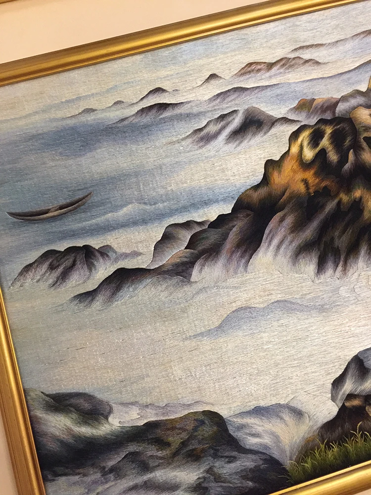 Classical Style Seascape Paintings The Calling Of The Sea Hand Embroidery Artworks on Thread Silk Cotton