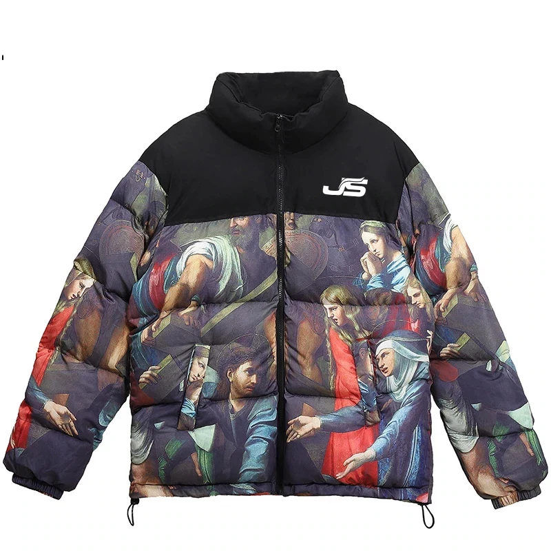 Винтажная Мужская парка в стиле хип-хоп уличная одежда ретро куртка с рисунком хлопковой подкладкой Харадзюку зимняя теплая