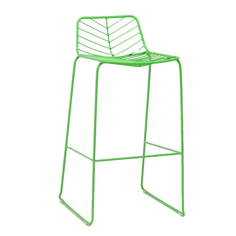 Metal Event Wedding Furniture Restaurant Stackable Stool Chair Outside Steel Iron Wire Bar Chair
