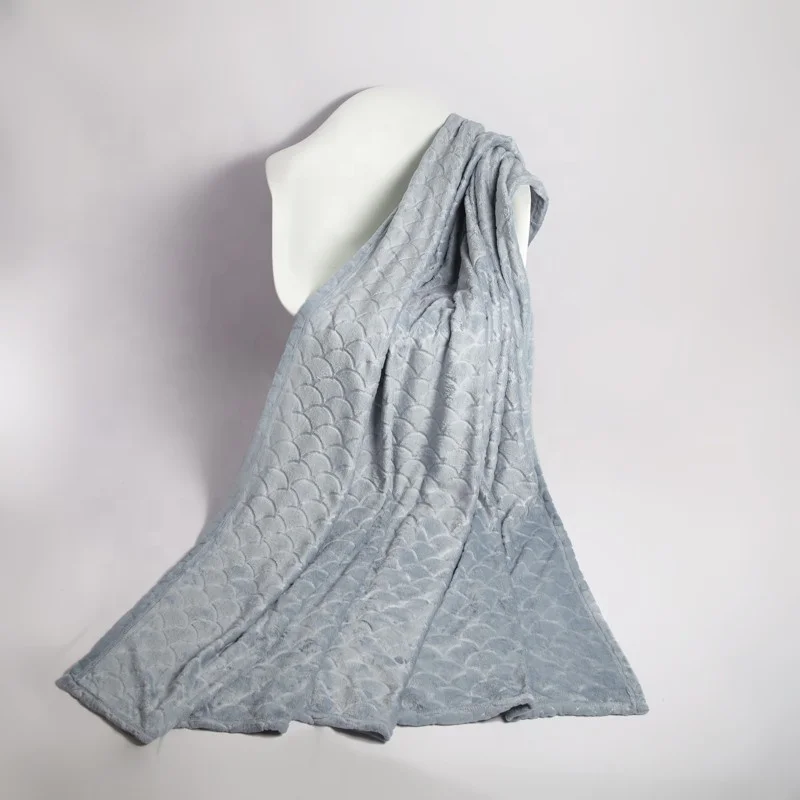 
Fuzzy Jacquard Shell Pattern Plush Throw Flannel Fleece Blanket with Gift Box 