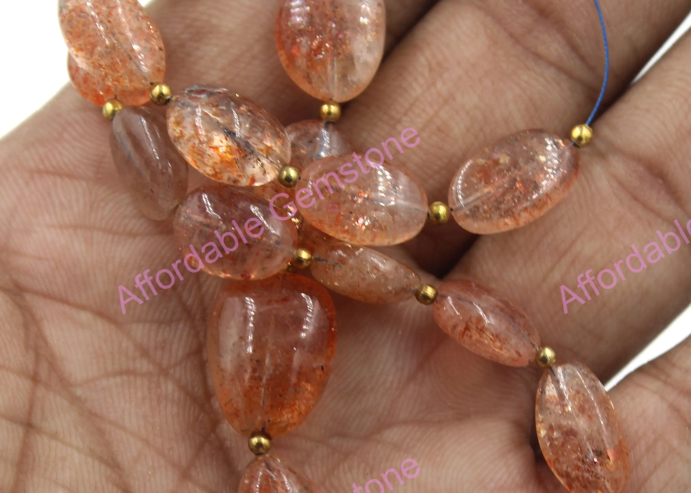 Natural Sunstone Nugget shape gemstone Drilled Gemstones Polished Jewelry Making stone Cut Stones Loose Stone Size 8 to 12 mm
