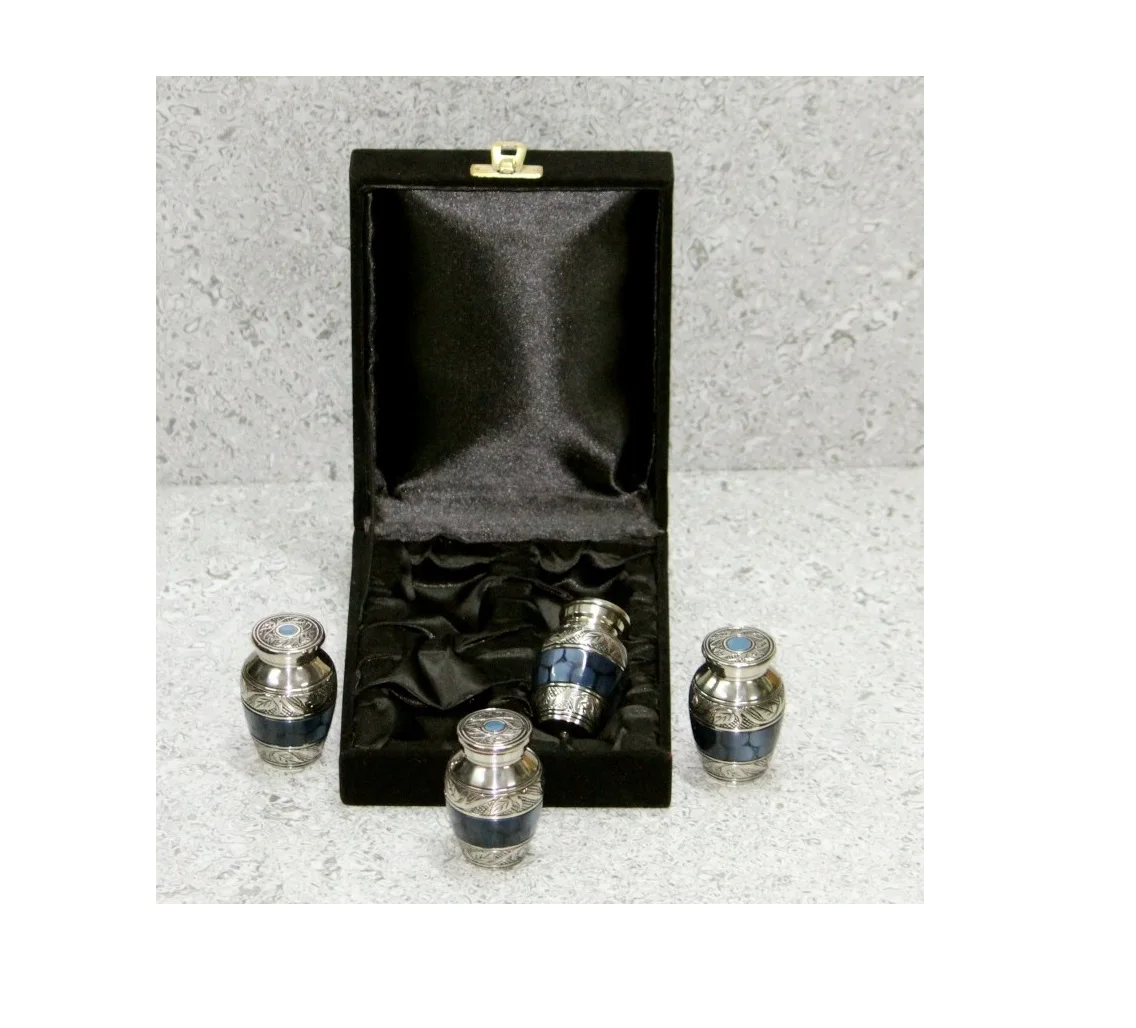 Blue Fire Set of Four Small Keepsake Urn urn Funeral Cremation urns for human ashes adult Size in good price