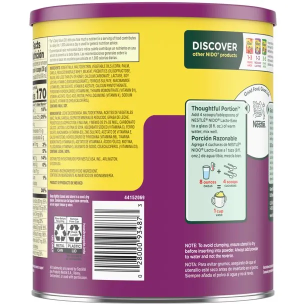 Молочный напиток Nestle NIDO Lacto-Ease для малышей-емкость 28 2 унции-напиток малышей