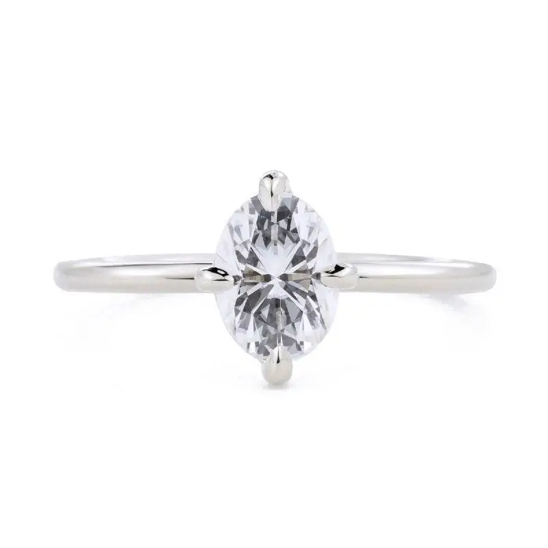 1.50 CT Oval DEF VVS Moissanite Engagement Ring White Gold Jewelry in 18k Solid for Women Gold Plated Rings Men 8 X 6 Mm VVS/VS