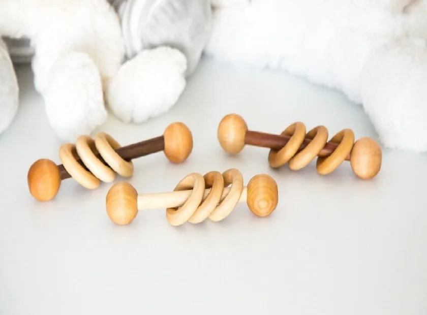 Детские деревянные погремушки детские игрушки для прорезывания зубов лучшие жевательные кольца натуральная древесина