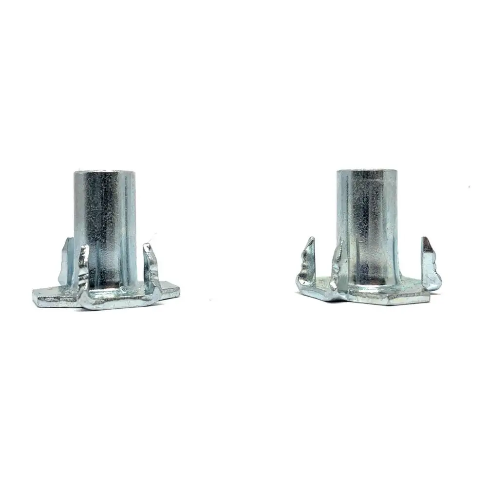 4 Prongs Steel Riveting T-Nut DIN Certified M5/M6/M8 with Zinc Plating/Galvanized Finish for Wood Furniture Industries