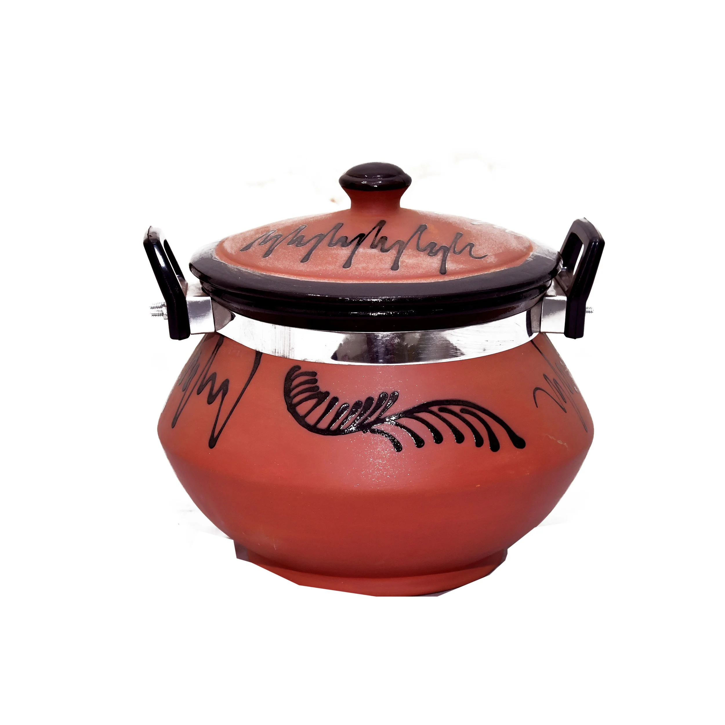 Round natural clay cooking  utensils set glazed terracotta clay indian mathani set handmade pottery of traditional style
