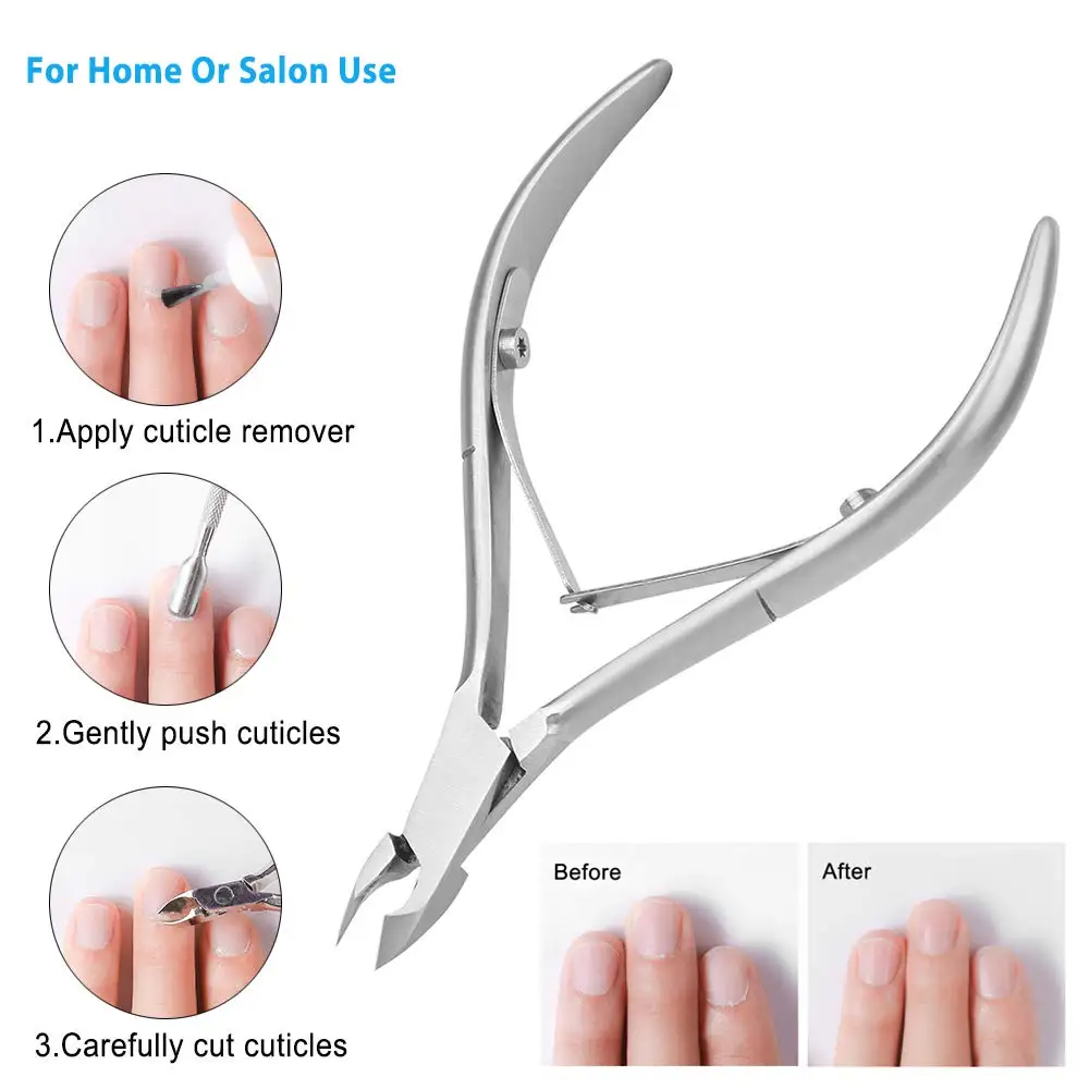 Professional Stainless Steel Cuticle Nippers Clippers and Trimmers for Manicure Pedicure Ingrown Hangnails Treatment