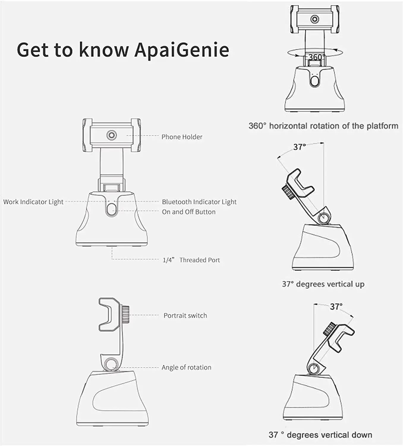 
Smart auto tracking smart shooting phone holder selfie sticks Mount 360 Rotation Auto Face Tracking Object Tracking vlog Camera 