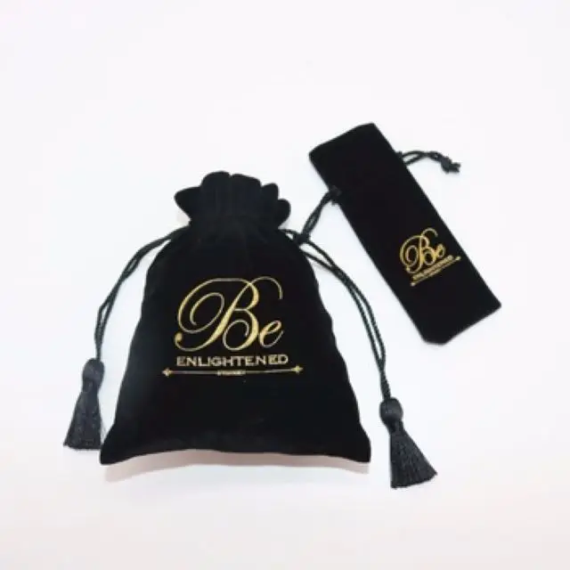 Custom Logo Promotion Microfiber Fabric Emboss Print Drawstring Bag Small Velvet Jewelry Pouch