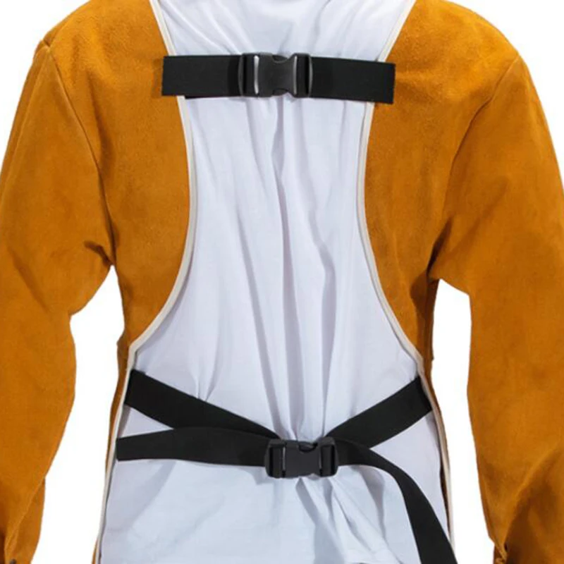 
Latest Style Good Quality Genuine Leather Work Shop Apron Heat & Flame Resistant Heavy Duty Welding Apron 