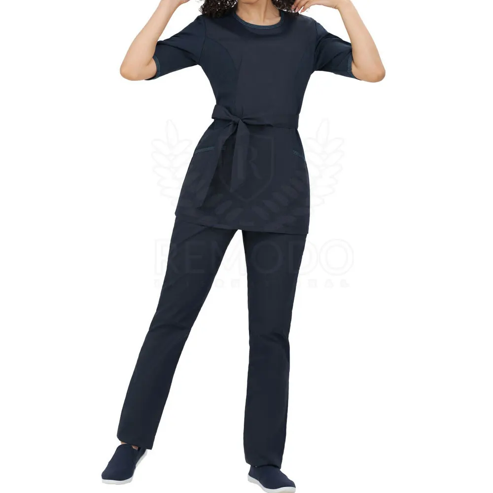 Scrubs Medical Uniform Women Medical Scrubs Shirts and Pant Set Black Solid Color Scrub Suits Hospital Staff Clothes Fashionable