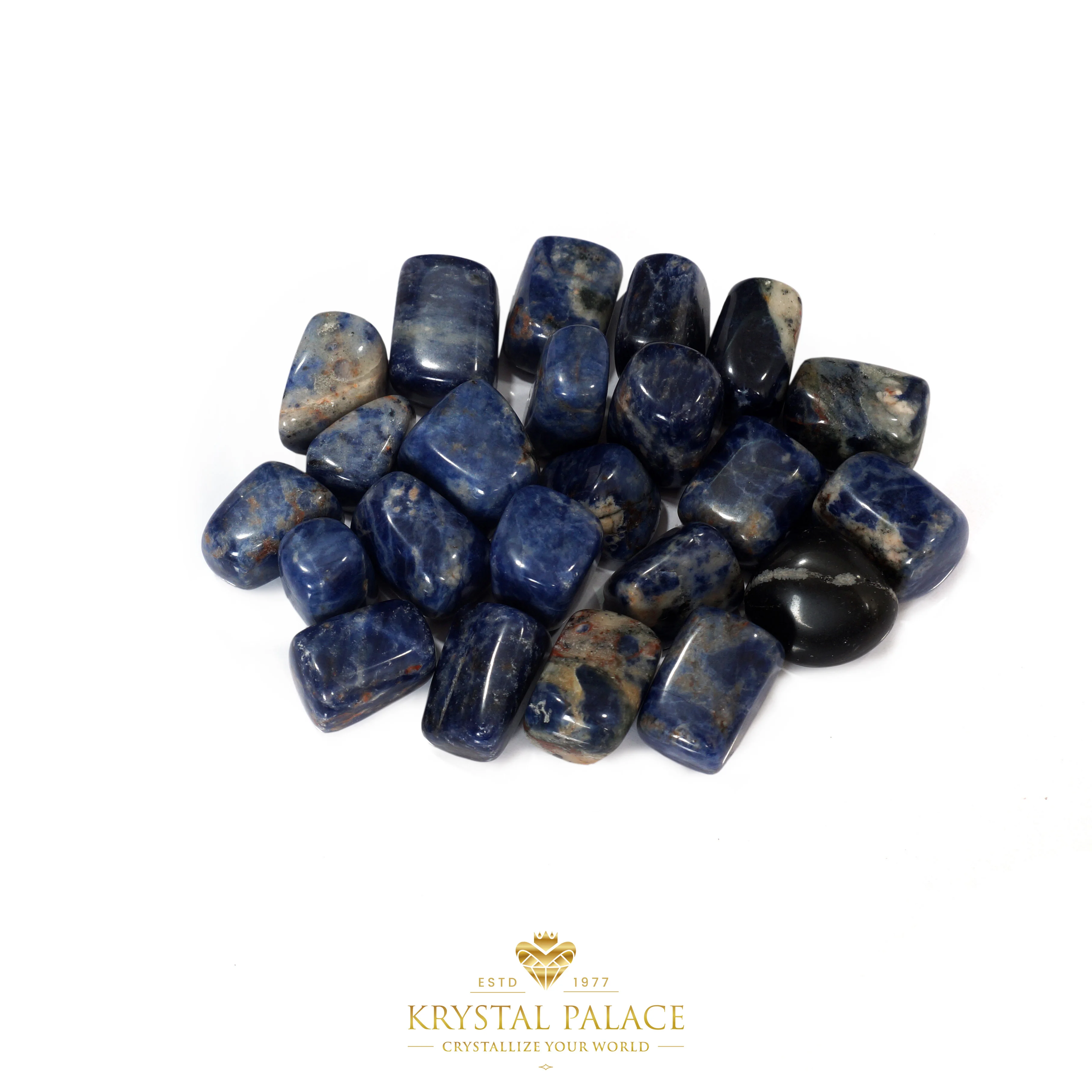 BULK SODALITE CRYSTAL TUMBLED PEBBLES STONES FOR HEALING AND LANDSCAPING BY KRYSTALPALACE