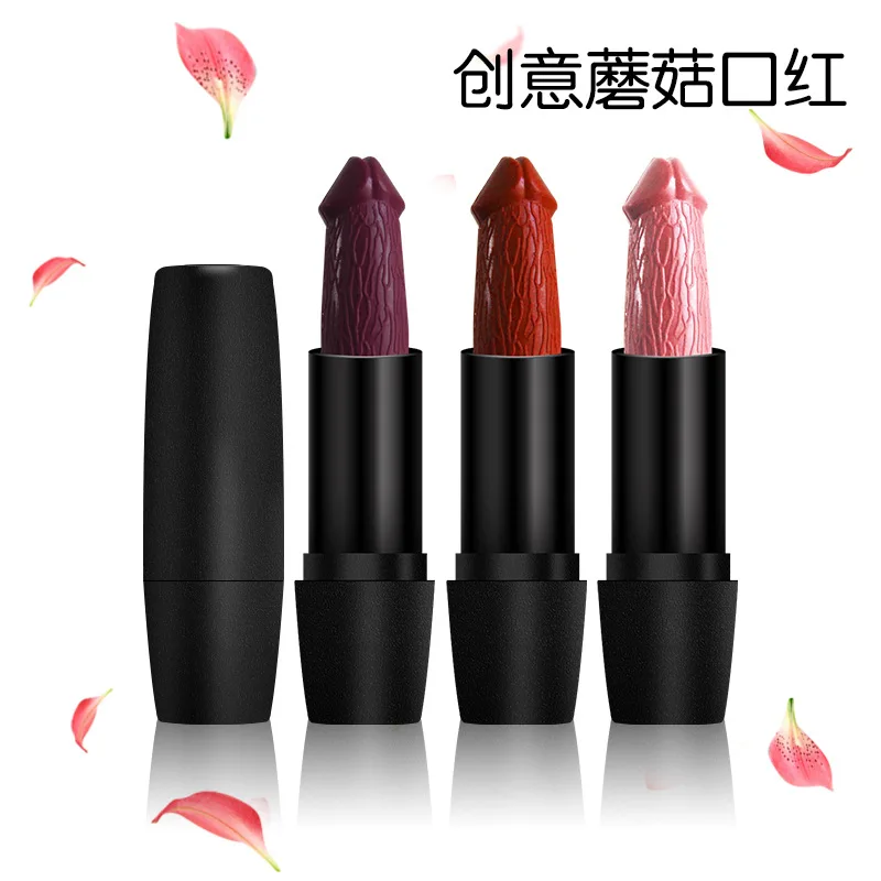 Melason Wholesale OEM Brand No Logo Penis Shaped Lipstick  Mushroom Lipstick Long Lasting Moisture Rouge Pop sexy Matte Lipstick