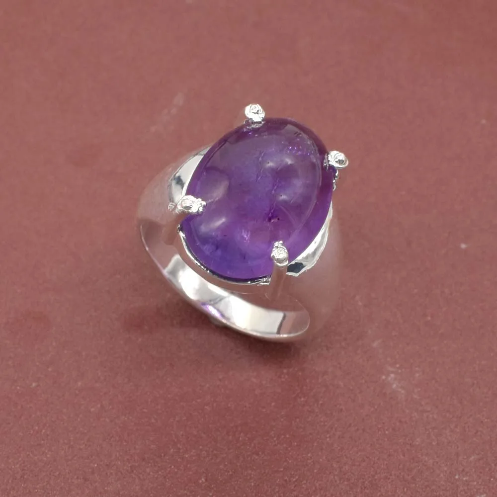 
wholesale price solid 925 sterling silver rings purple amethyst gemstone engagement ring for gift 
