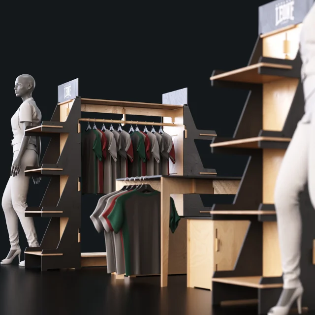 Clothing Rack Custom Logo Italian Customizable Interlocking Wooden Clothing Display Rack for Shops