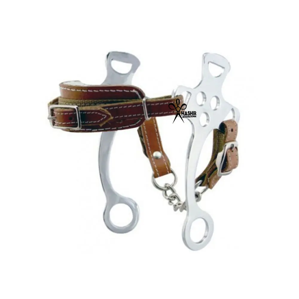 Custom Made Anatomic Leather Padded Hackamore Bit Soft Padding Stainless Steel Hackamore